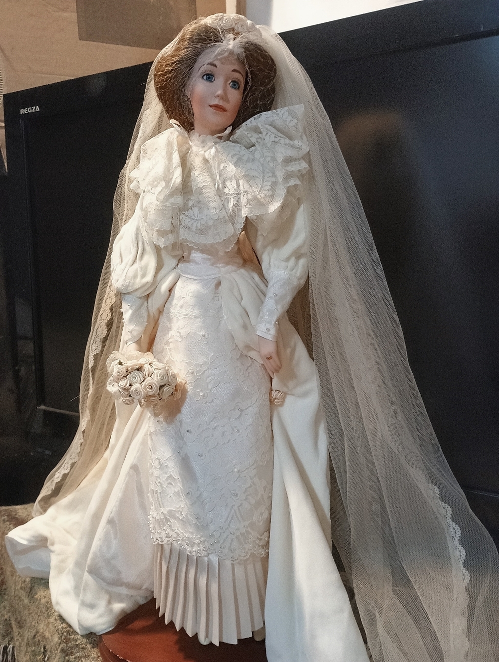 Lenox Porcelain Bride Doll in Cream Lace and Tulle